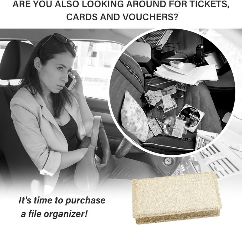 Stacool Bling Car Registration and Insurance Holder with Magnetic Clasp,PU Leather Car Organizers for ID,Bank Cards,Universal Glove Box Organizer Car Accessories Interior for Most Cars (Gold) - Image 3